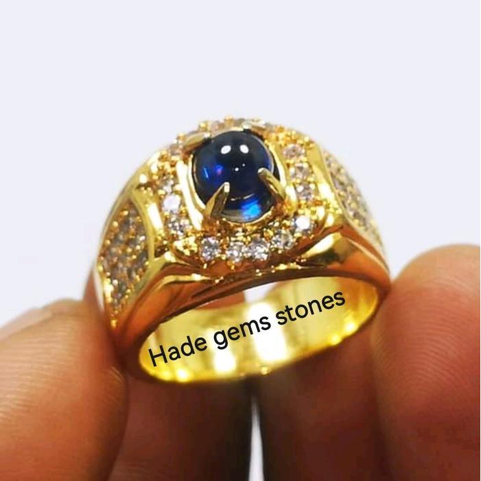 CINCIN Harian Batu mustika lipan biru asli Bangkok kekerasan 9'25 MOHS