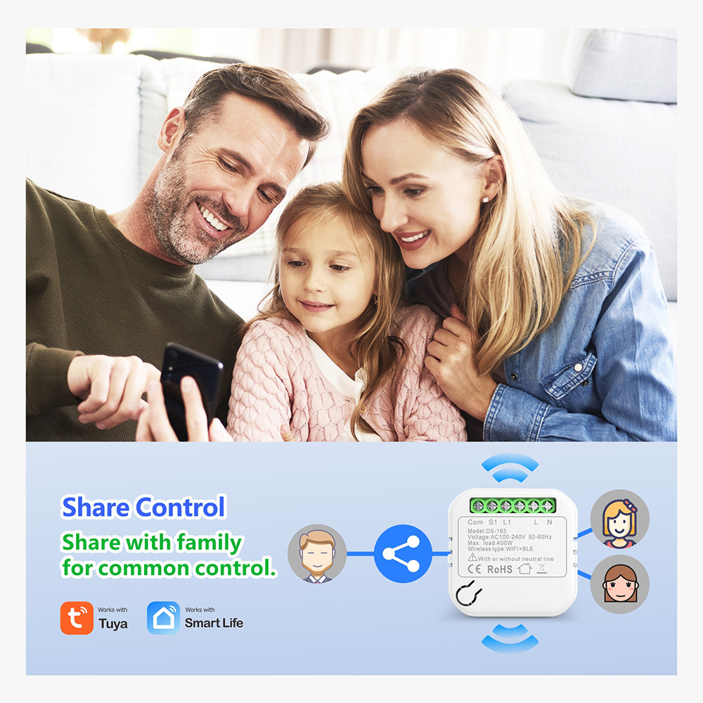 Wifi Smart Light Swith ule NeutralNo Neutral 2y ontrol A 110V 220V Work with Tuya Smart Life Google