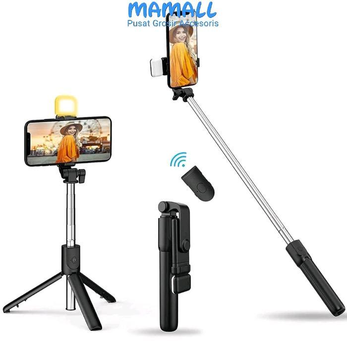 Tongsis Tripod Bluetooth Lampu Tongsis Flash Led Tripod Lampu Tongsis 4in1 LED Bluetooth B7 Random