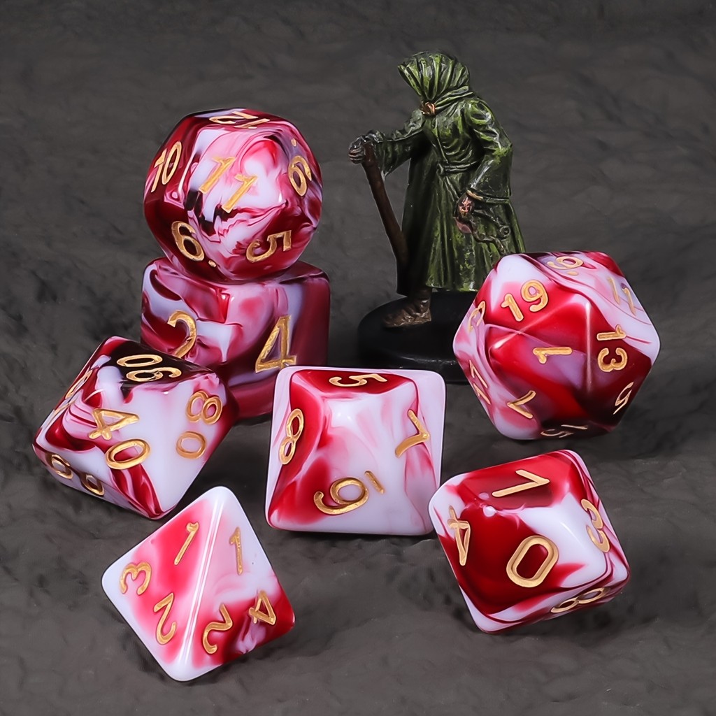 DND Dice Set 7pc MixColors Polyhedral Dice for D&D RPG MTG Role Playing Table Party Games & DM &