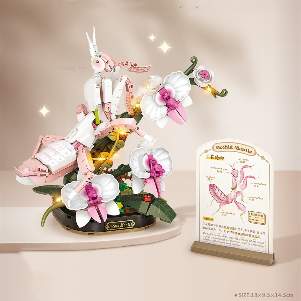 Insect DIY Home Decoration Model Orchid Mantis Building Toys Assembly Toy Christmas Gift for