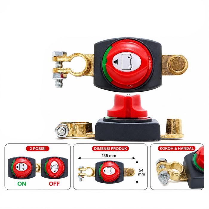 Saklar Pemutus Arus Aki Battery Disconnect Switch 12V 24V 48V On Off Terminal Baterai Mobil