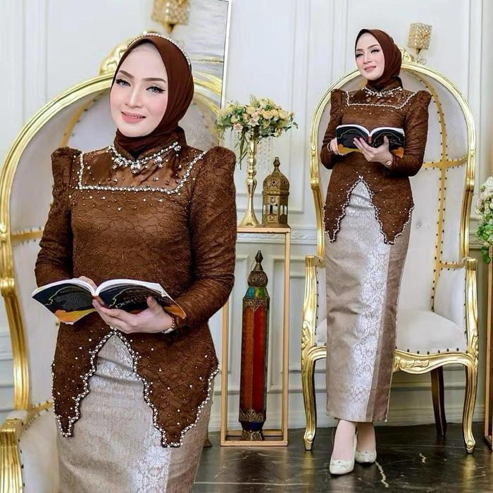 Kebaya Wanita Lace Berfuring Baju Formal Kondangan,Lamaran Wisuda Dan acara lainya