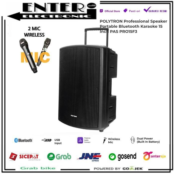 POLYTRON PASPRO15F3 - SPEAKER PORTABLE KARAOKE KOPER TROLLEY DESIGN POLYTRON PAS PRO15F3 PASPRO 15F3