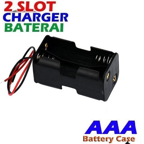 Kotak Battery Holder Case AAA 2-slot Bolak Balik Baterai Cas Box Double 4x AAA