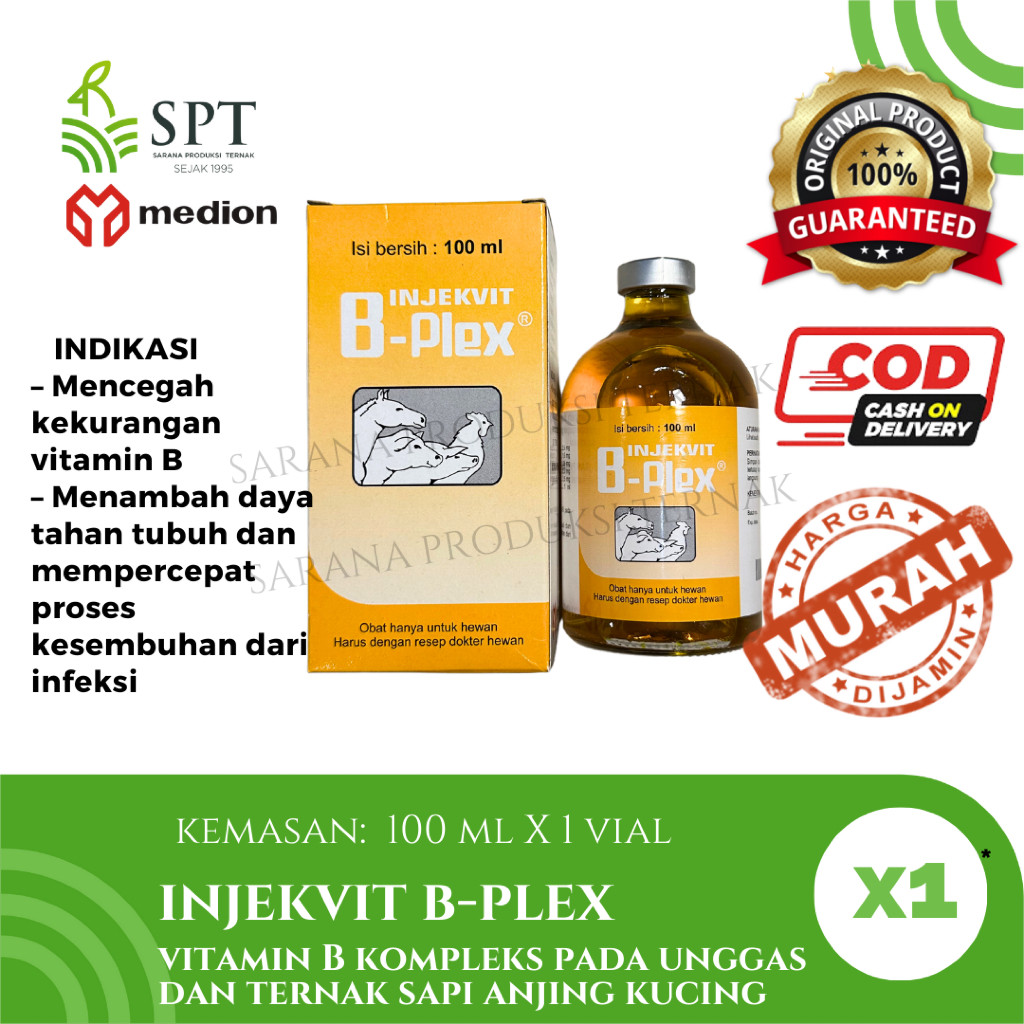 Medion Injeksi Vitamin B Kompleks 100ml Vitamin Ayam Sapi Kambing Kuda
