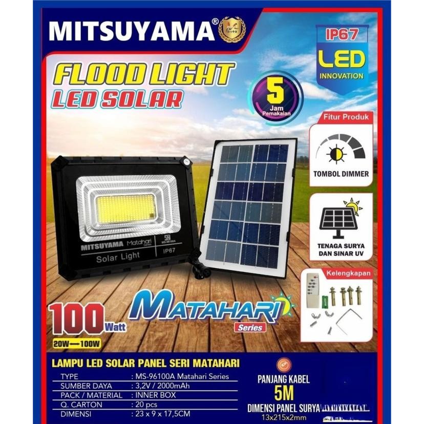 MS-96100A Lampu Sorot Solar Panel 100 Watt Mitsuyama + remote