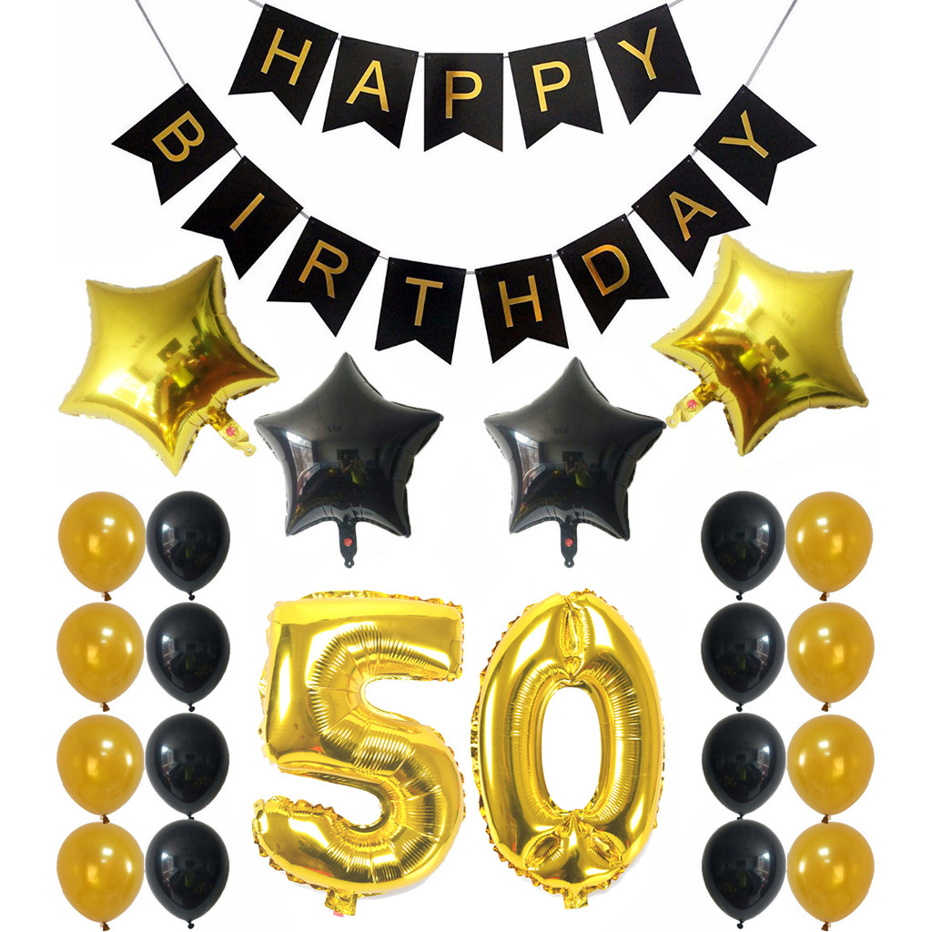 10th/20th/30th/40th/50th Gold Balck & White Latex Balloons Anniversary Birthday Decoration Party Hap
