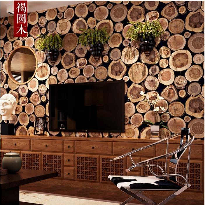 Wallpaper Dinding Sticker Ruang Tamu Kamar Teras Taman Kayu Potong