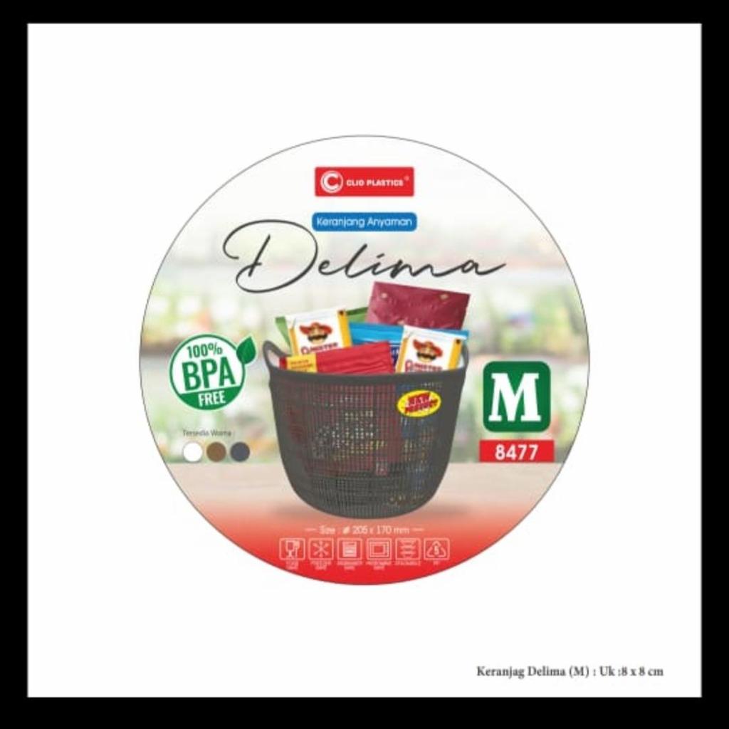 Delima M Keranjang Bulat Gagang Serbaguna Plastik Motif Anyaman Rotan Awet Kuat Tebal Food Grade Pre