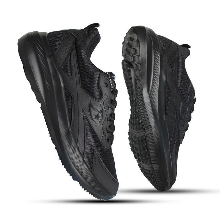 Sepatu Sport Full Black,Sneakers Pria Dan Wanita Hitam Polos,Sepatu