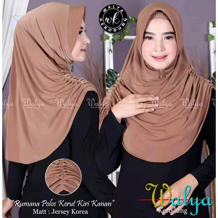 Marwa- Kerudung Instan Hijab Bergo Rumana Bahan Jersey Korea Walya Kerudung