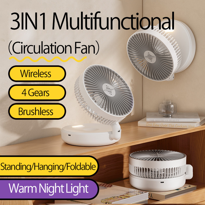 2024 New Style 5000Mah Small Portable Fan Rechargeable Wall Mounted Fan 90 Foldable Desktop Fan 4