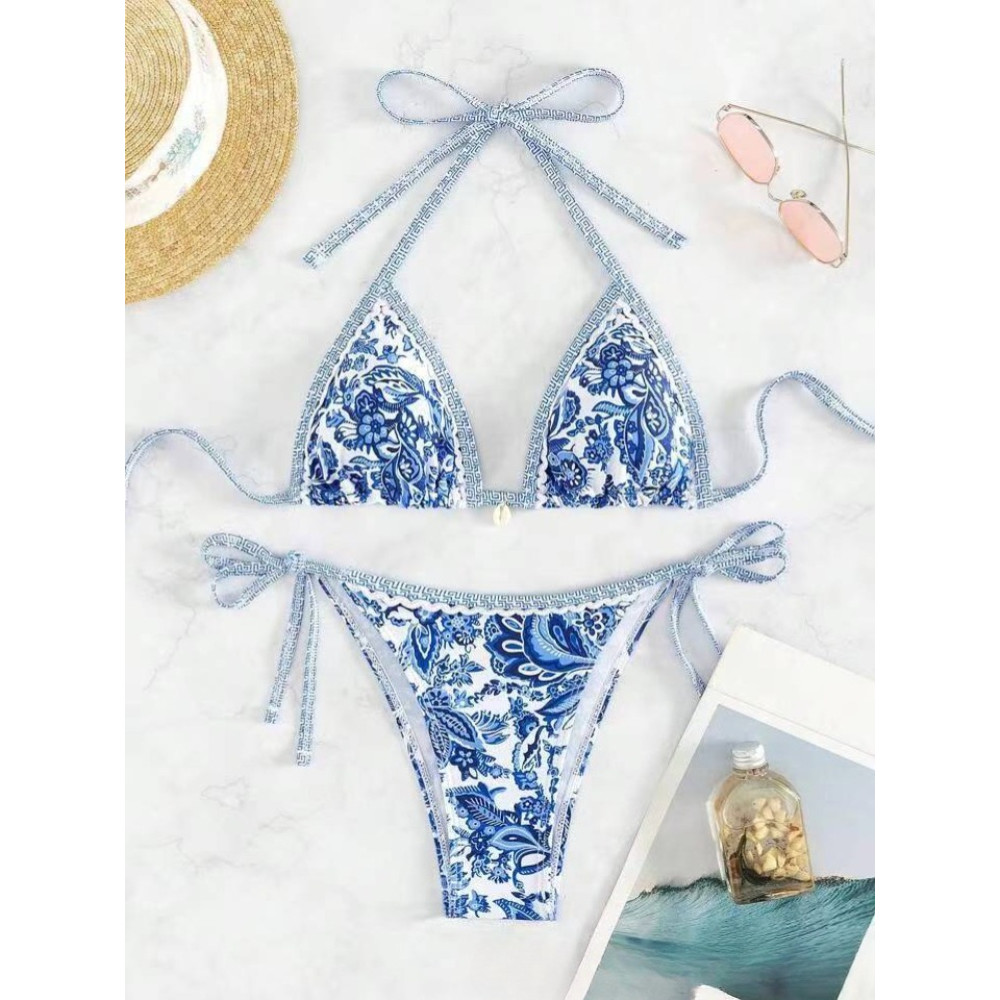2025 Halter String Triangle Two Piece Bikini Women Swimwear Female Swimsuit Bathers Bathing Swimming