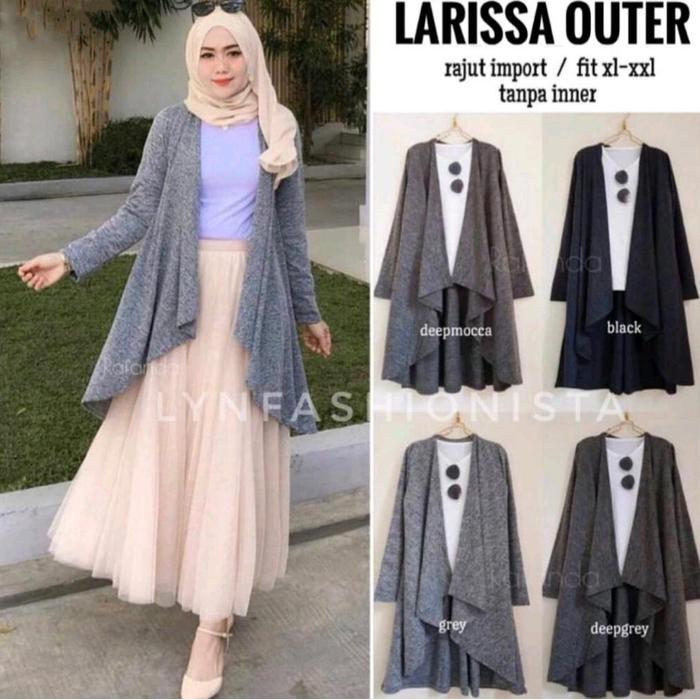 Cardigan Wanita Rajut Layer Outer Panjang Fashion Muslim/Larissa
