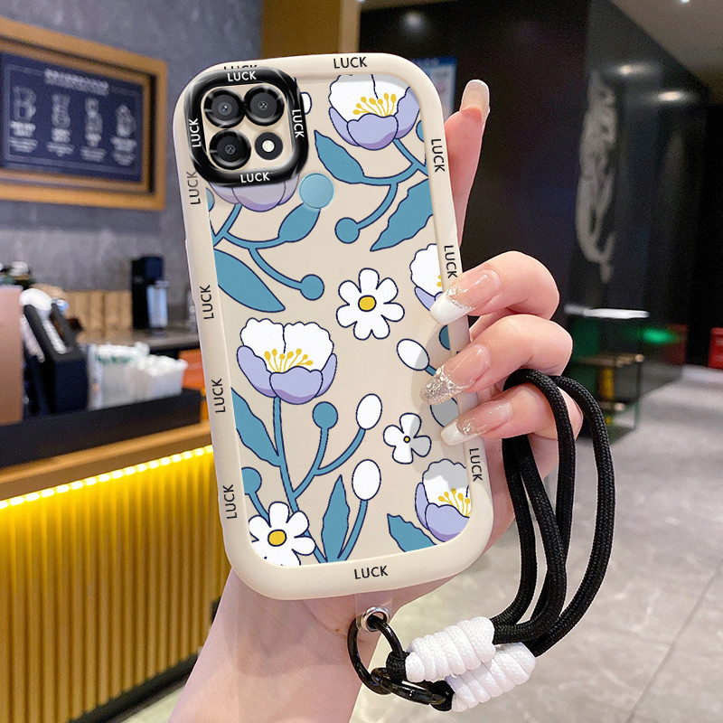 Casing Hp untuk OPPO A15 A15s A35 4G Case Casing Bunga pola Kesing HP Silikon Softcase dipersonalisa