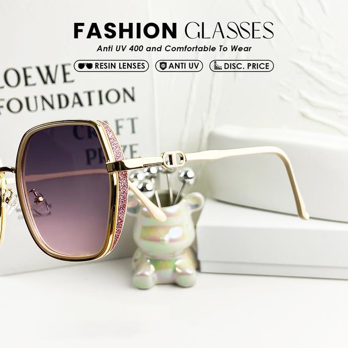 COOL VISION KACAMATA - KACAMATA WANITA HITAM FRAME HEXAGONAL TITANIUM ANTI UV B7174 TERPOLARISASI