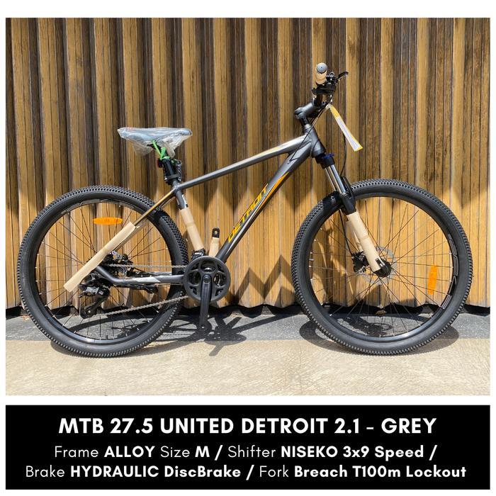 Sepeda MTB 27.5 inch United Detroit 2.1 | Sepeda Gunung Hidrolis 27 Speed - Grey, TanpaDus(Jogja)
