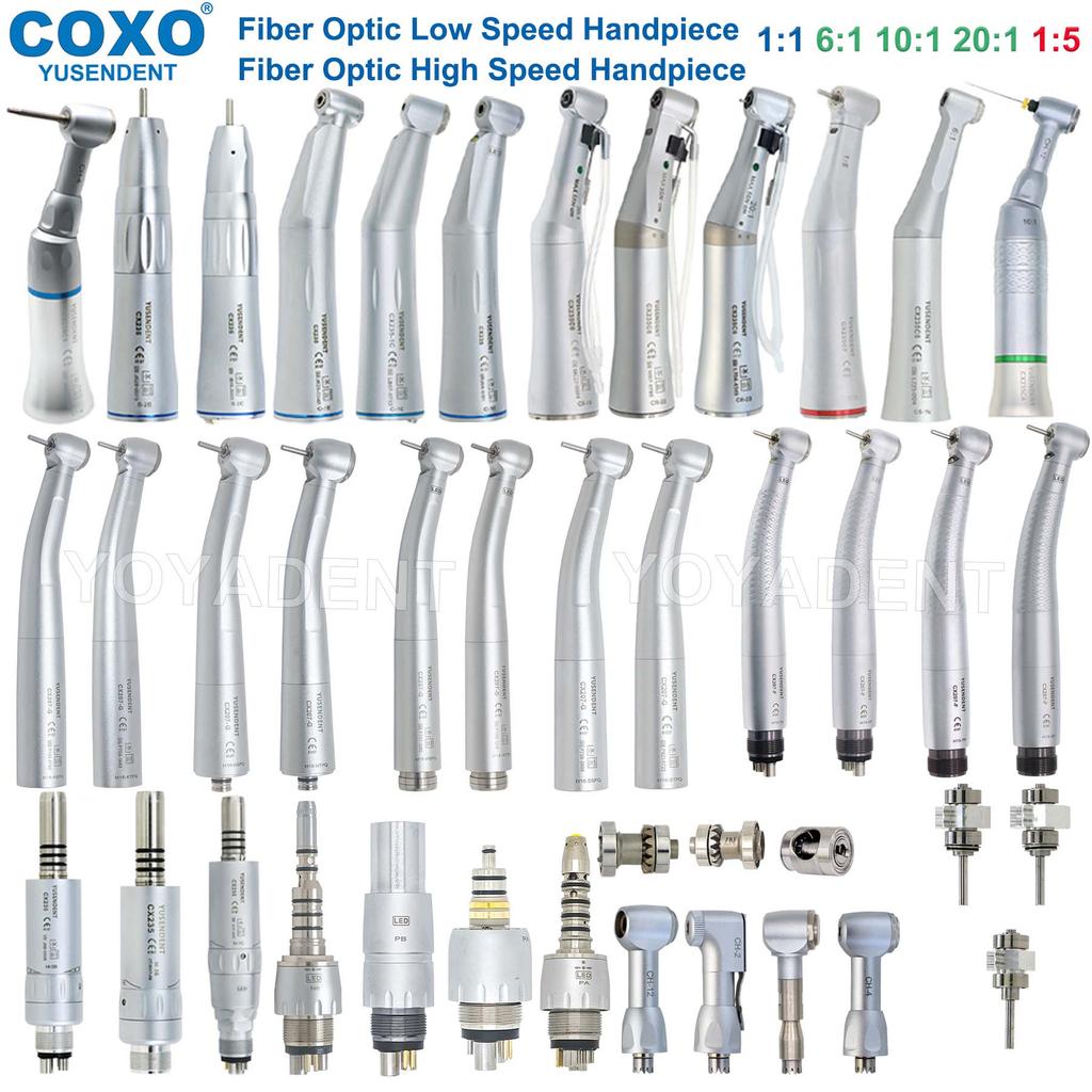 COXO Handpiece Dental Turbine Fiber Optic High Speed Handpiece LED Low Speed Handpiece Fit KAVO NSK
