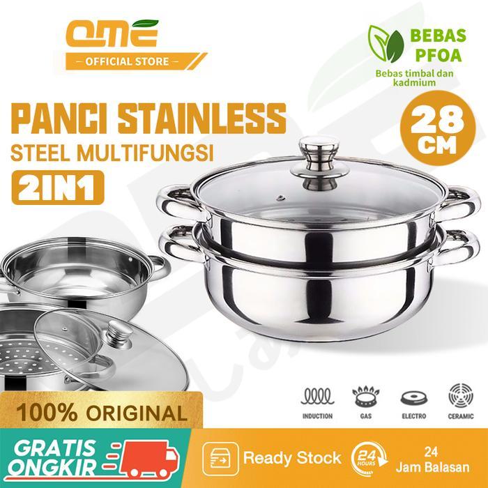 QME- PANCI STEAMER KUKUS STAINLESS 2 TINGKAT / PANCI STEAMER / PANCI STEAMER KUKUS STAINLESS STEEL