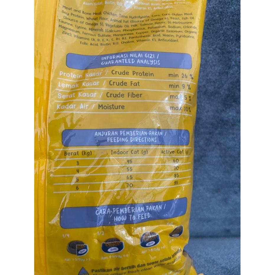 Pussbite Makanan Kering Rasa Salmon untuk Kucing Dewasa 400GR Mix Kibbles Sehat Berkualiti dari CV