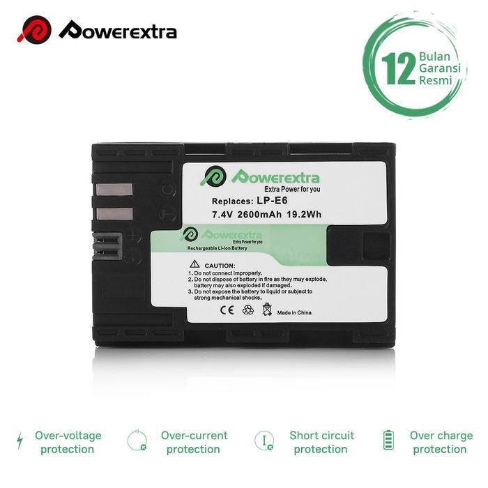 Powerextra Battery Canon Lp-E6 For 60D 70D 80D Etc Terbaru 