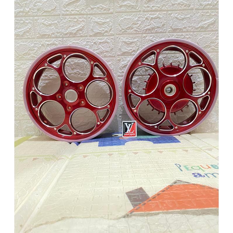 Velg cnc vespa model marus - red candy
