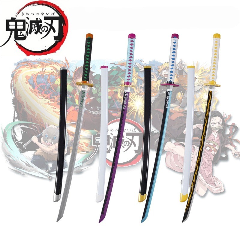 40.9in Demon Slayer Katana Sword Zenitsu Tanjirou Katana Fake Sword Real Size Japanese Killer Devils