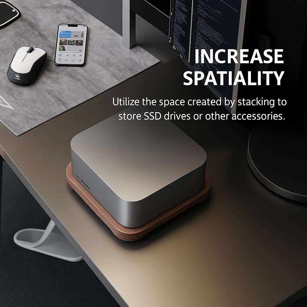 Wooden Stand Base for Apple Mac Studio M1M2M3M4 Mac Intel M1 M2 M2 Pro Desktop Cooling and DustProof