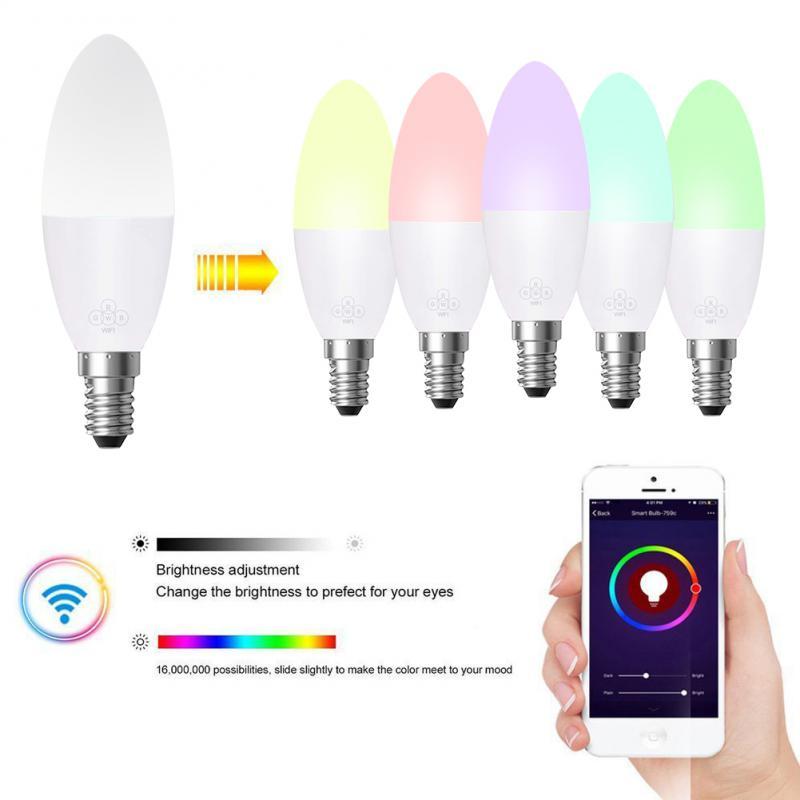 Smart LED Bulb E14 WIFI LED 6W Dimmable Light App Remote Control E27