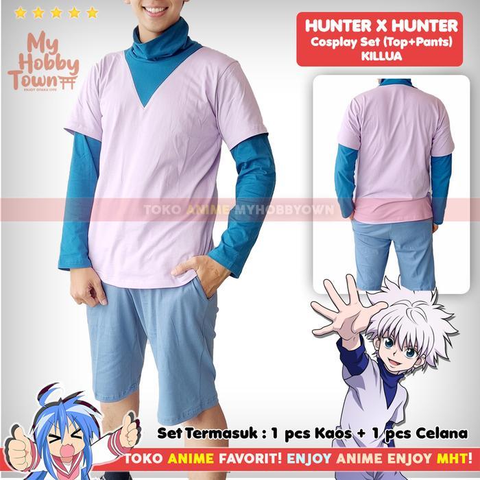 Kostum Anime Set Kaos Celana Hunter x Hunter Killua Zoldyck Cosplay