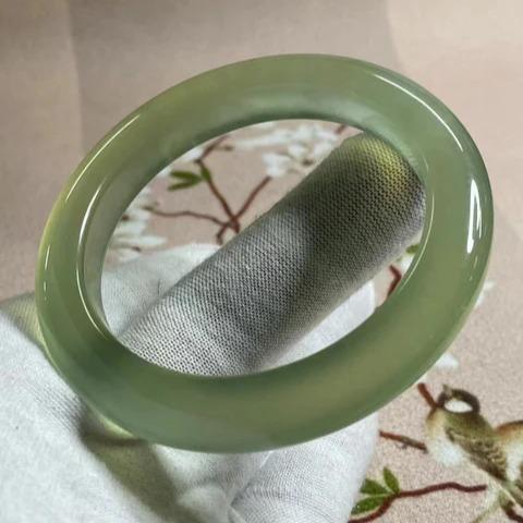 Gelang Giok Xiuyu Grey Green Tipis Asli Alami Gelang Bangle Giok Wanita Gelang Giok Pria