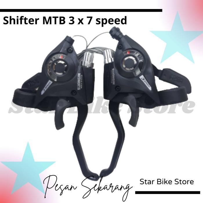 Shifter sepeda MTB sepeda gunung 3 x 7 Speed