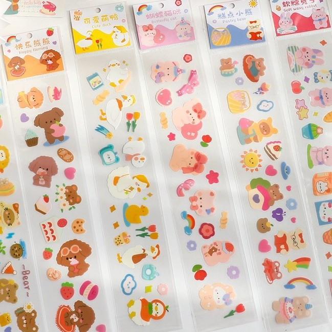 Terlaris Sticker Sheet Pvc Tahan Air Transparan Cute Buttery Bunny Deco Sticker