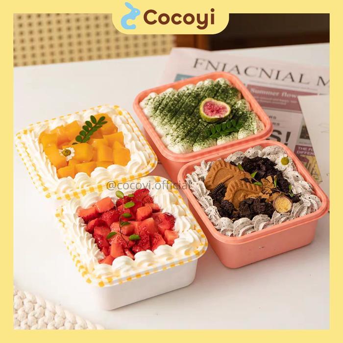 PROMO [Isi 10 BOX] [COCOYI] Kotak Kue Gingham Kotak Packaging Lunch Box Cake Bento Cake Pudding