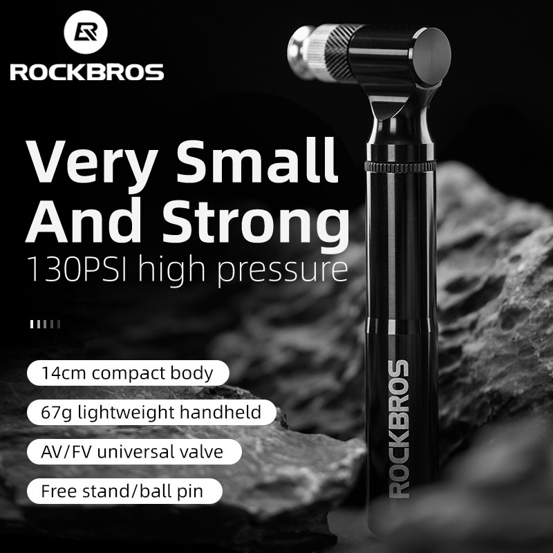 ROCKBROS Bike Pump130PSI Air Pump Aluminum Alloy Portable Drop-proof Bike Ultralight Hand Pump MTB