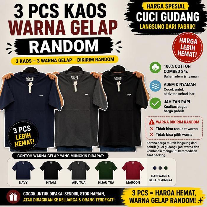 Promo Best Seller 3 Pcs 100 Ribuan Kaos Mba My Blank Apparel Cotton Combet 24S Kaos Polos Pria