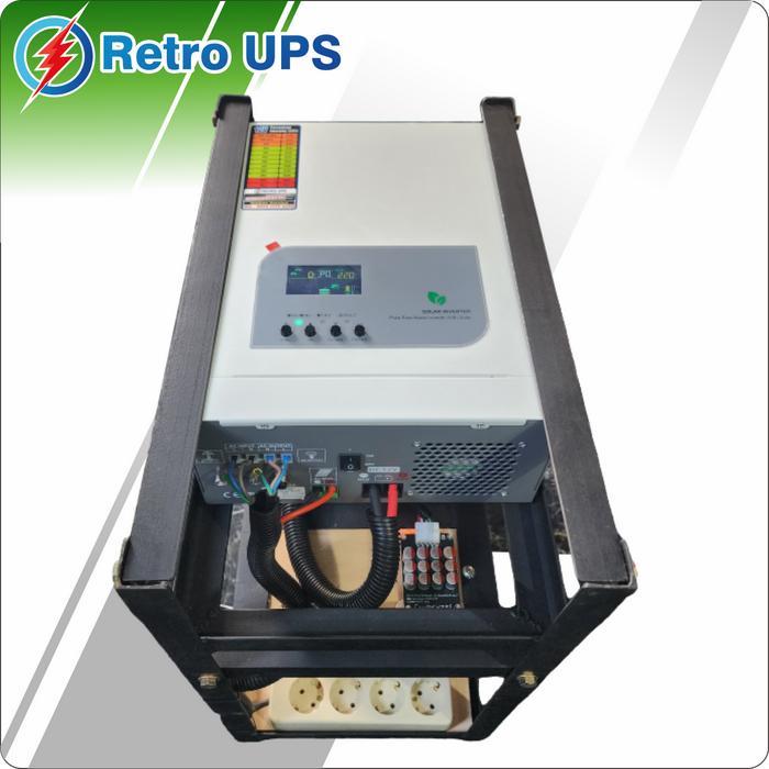 Paket Inverter Hybrid Solar Panel 1200W | UPS Backup Listrik Otomatis Server WiFi RT RW Net + Batera
