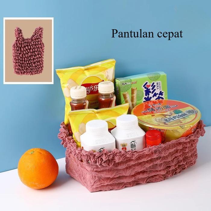 Promo [Ready] Tas Ajaib Viral Korea Eco Bag - Tas Belanja Lipat Stretch Bubble Ruffle Aesthetic Muat