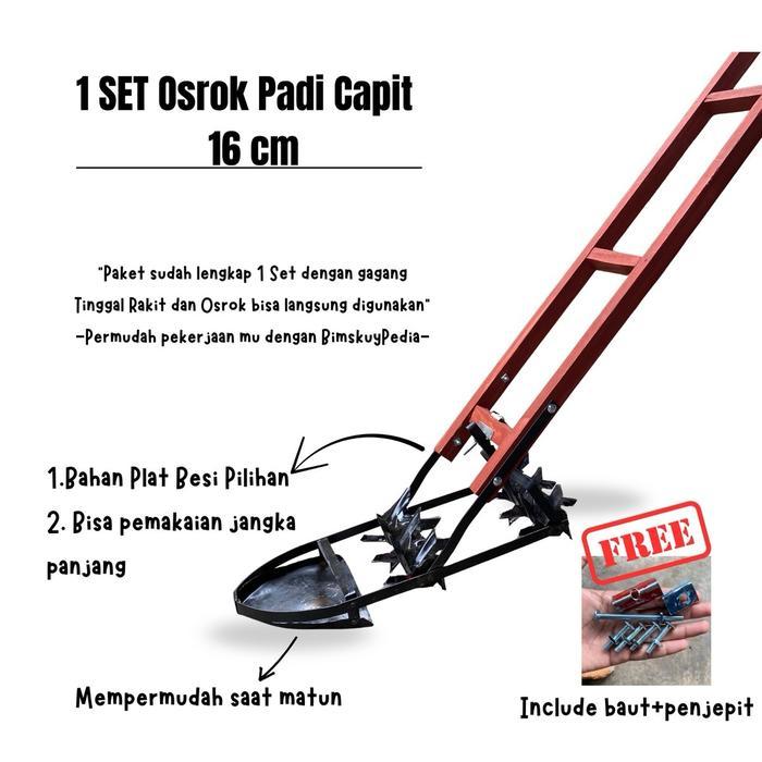 TERLARIS OSROK Padi Capit 16 cm Gosrok Alat Penyiangan Gulma Sawah Premium Odrok Roda Besi