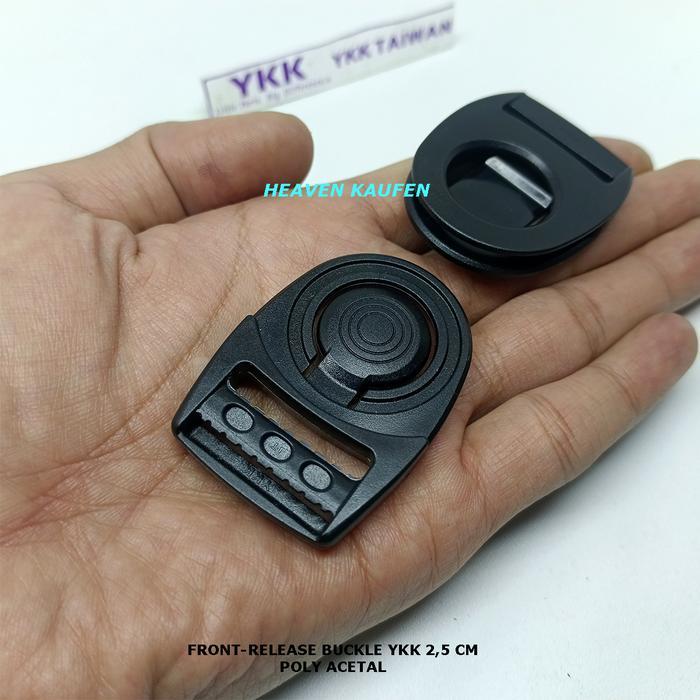Buckle Slop YKK 2,5 cm Model Front Release Buckle Rotasi 45 Derajat Material POM Poly Acetal Kuat