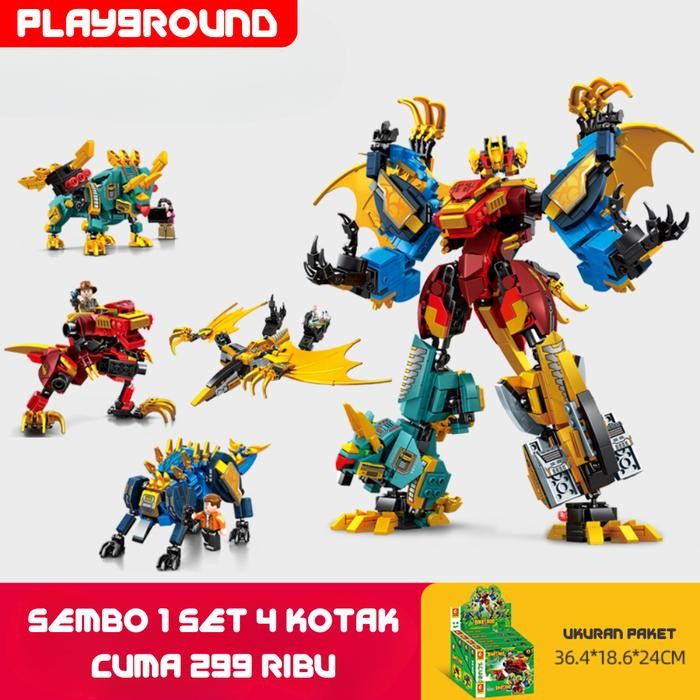Sembo Blocks 4 Kotak Mecha Of Steel Mainan Edukatif Kreatif Anak 4 In 1 Toys Block Robot Rubah