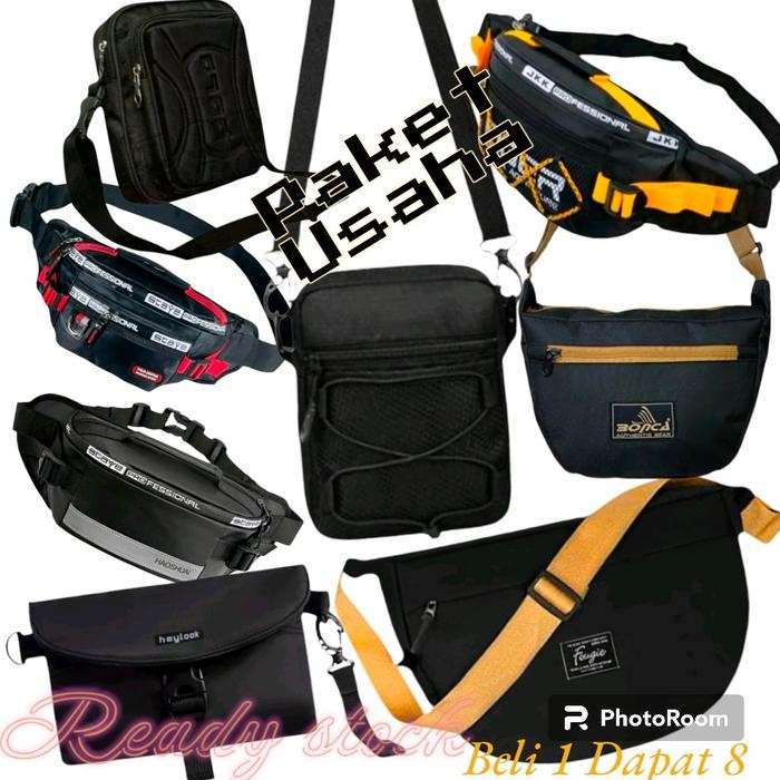Menarik Paket Usaha 1 In 8 Tas Selempang+Tas Slingbag +Tas Waistbag Pria Untuk Pria - Pinggang,