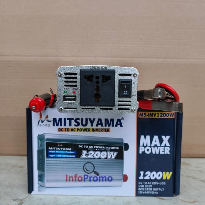 OBRAL Power Inverter DC to AC 1200 Watt USB Mitsuyama MS-INV1200W Original