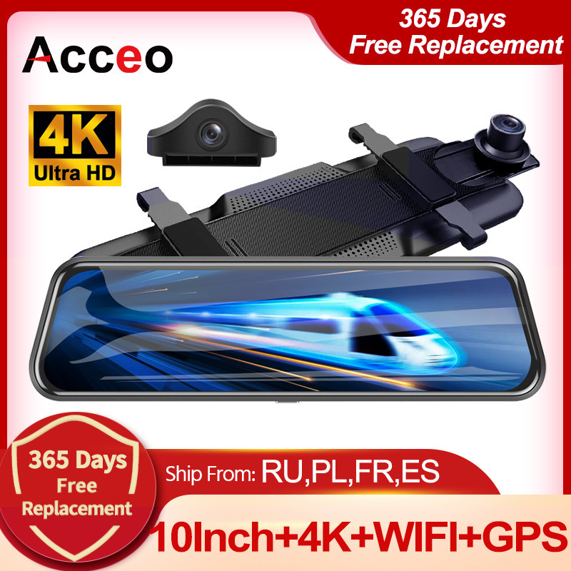 4K Dash Cam Mirror CAR DVR RearView Mirror Dash Cam Dual Rear View