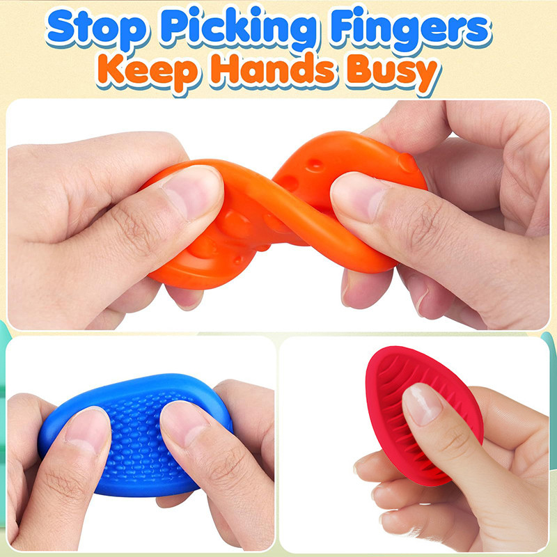 6PCS Soft Worry Stone Fidget Toy Autism Kid Calming Sensory Stone Fidgeting Stress Fingers Activity