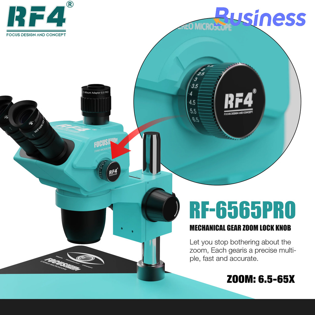 RF4 RF-6565PRO HD Trinocular Stereo Microscope Nine-speed Zoom Eyepiece Adjustable for Phones