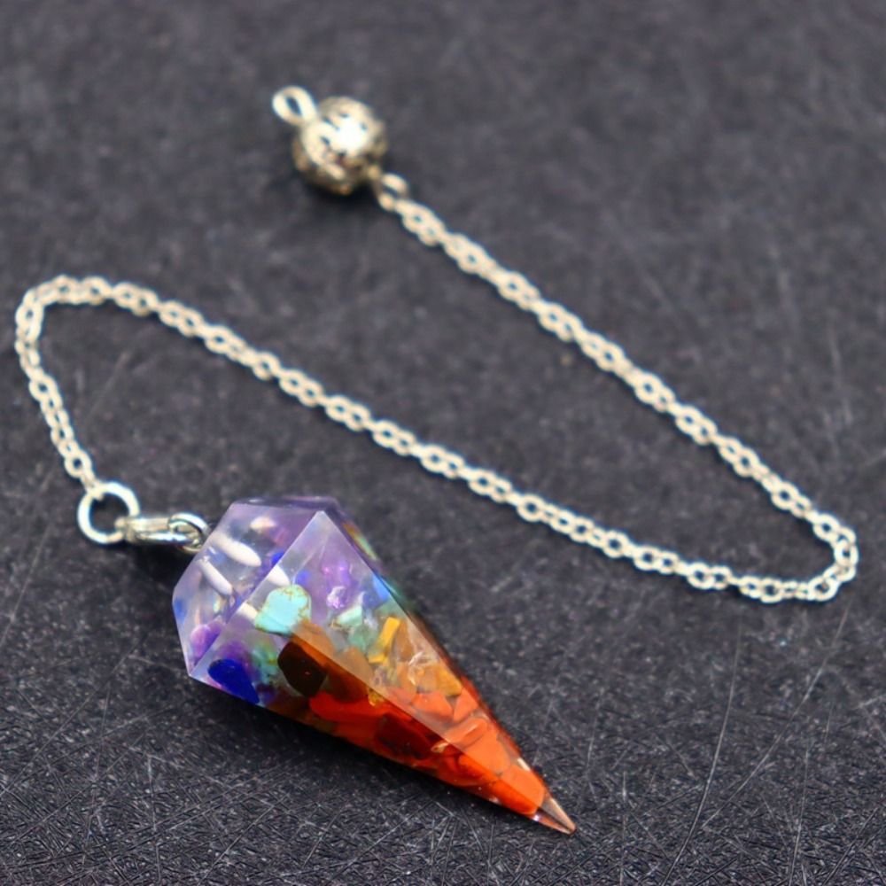 7Chakra Healing Crystal Pendulum for Dowsing Divination Quartz Natural Stone Pendulum Antique Reiki