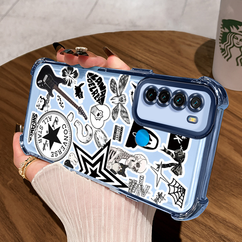 Casing Hp untuk Xiaomi Redmi Note 8 Note 8T Note 9 Case Gitar tengkorak bergaya rock Kasing Shock-Pr