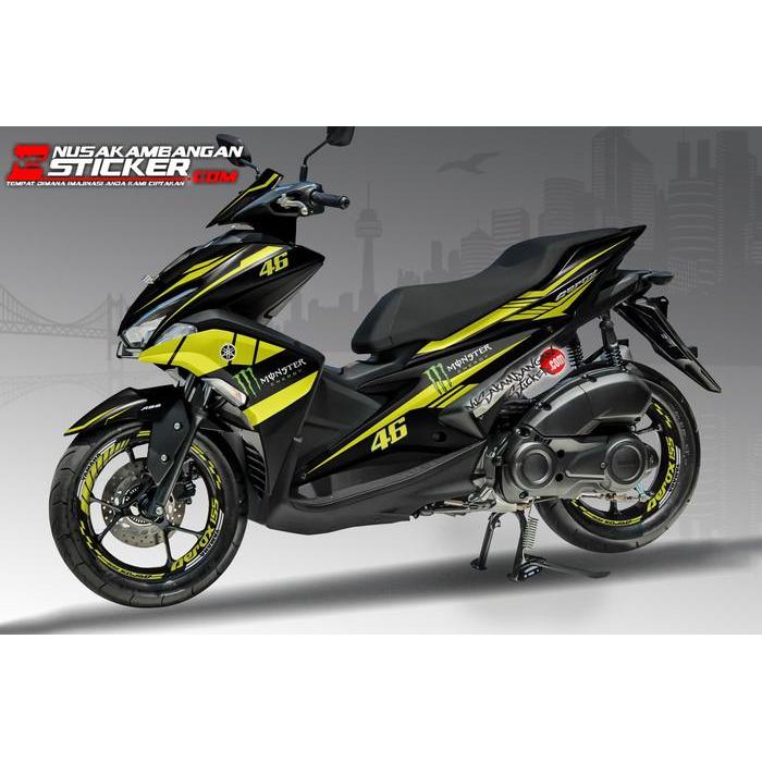 Decal Motor Sticker Motor Yamaha Aerox 155 Hitam Grafis Kuning